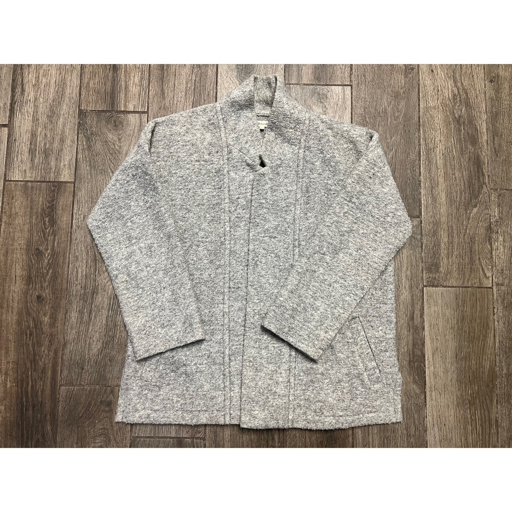 Madewell Cardigan Gray Collared Open Front Wool Blend Medium - Picture 3 of 9